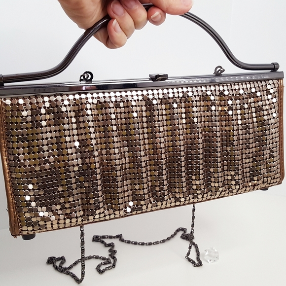 Vintage Handbags - Vintage🔥Metal Geo Mesh Sequin Evening Bag|Shoulder Bag☆Handbag